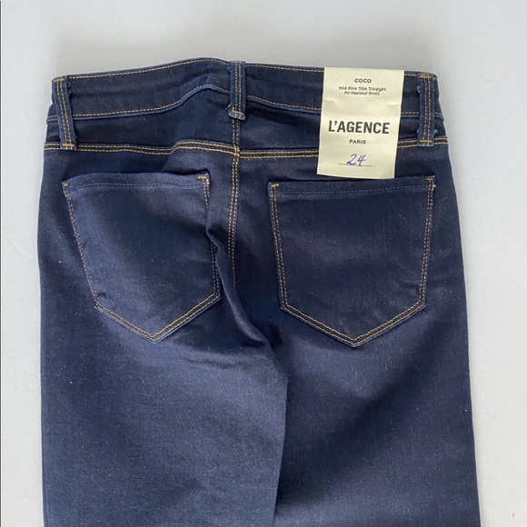 L'AGENCE Coco Mid-Rise Slim Straight Leg Jean Dark Wash 24 25 28 30 31 NWT - Picture 4 of 7